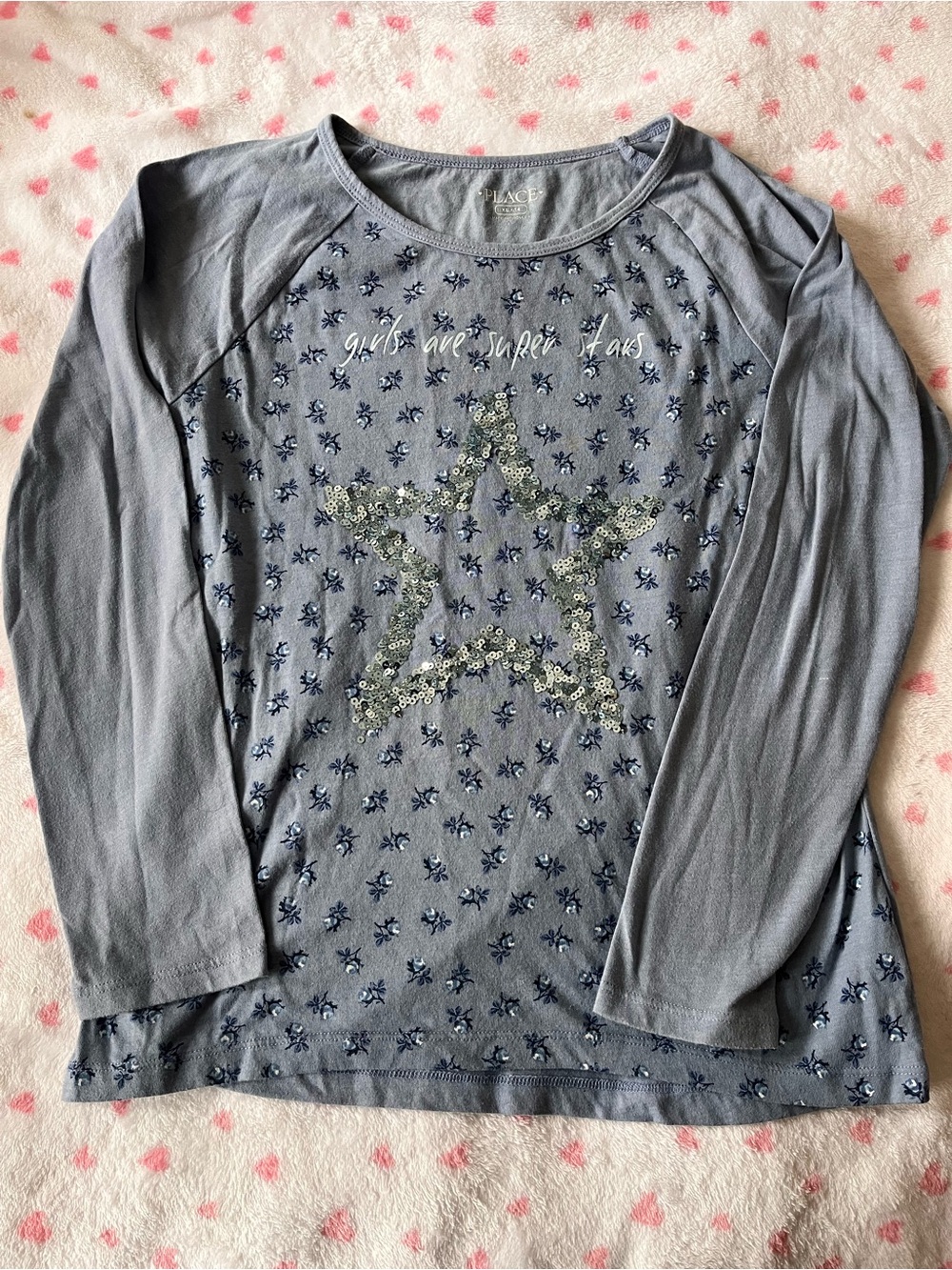 The Children's Place Blue Graphic Sequin Star Long-Sleeve Tee